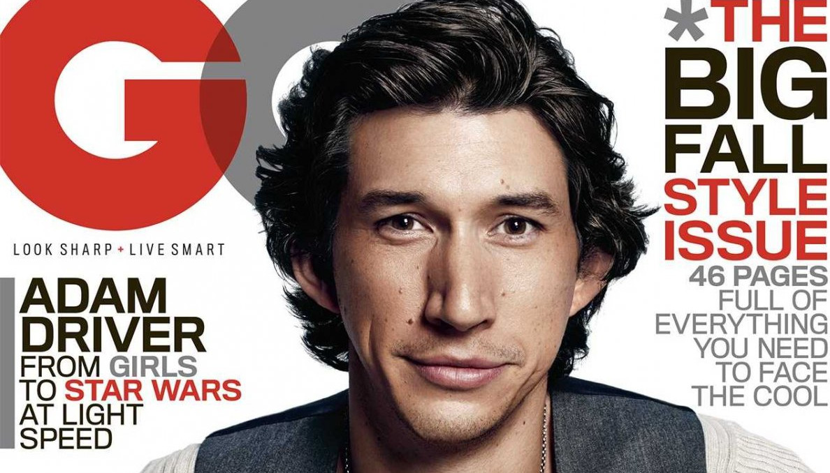 Adam Driver en Une du magazine GQ qui fait remarquer sa fulgurante ascension : Star Wars sera son premier rôle d'importance.